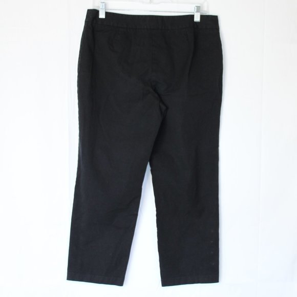 INC INTERNATIONAL CONCEPTS BLACK HIGH ANKLE PANTS SZ 12 FLAT FRONT BUTTONS COTTO - Picture 12 of 15